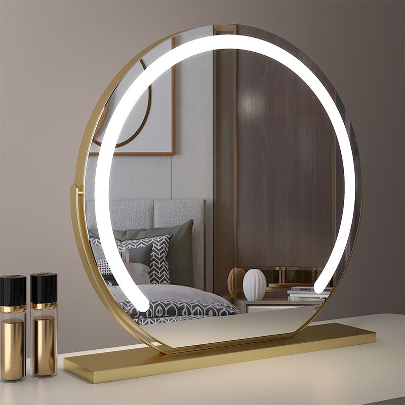 Semi-Circle Led With Light Makeup Mirror Desktop Smart Touch Dimming Dressing Table Makeup Mirror Adjustable - Image 4