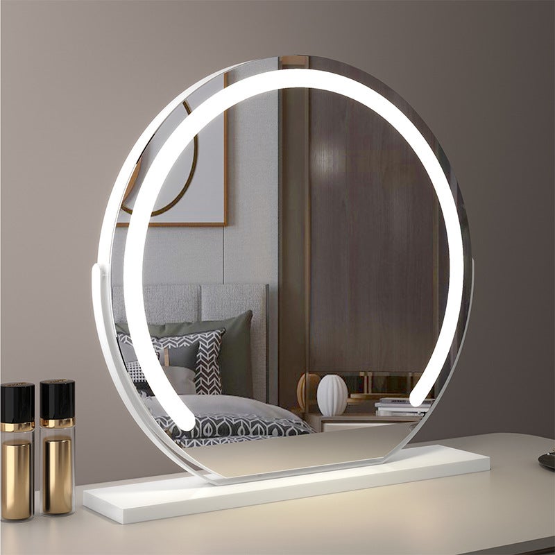Semi-Circle Led With Light Makeup Mirror Desktop Smart Touch Dimming Dressing Table Makeup Mirror Adjustable - Image 5