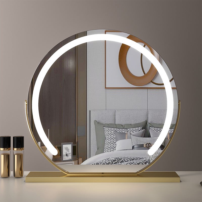 Semi-Circle Led With Light Makeup Mirror Desktop Smart Touch Dimming Dressing Table Makeup Mirror Adjustable - Image 3