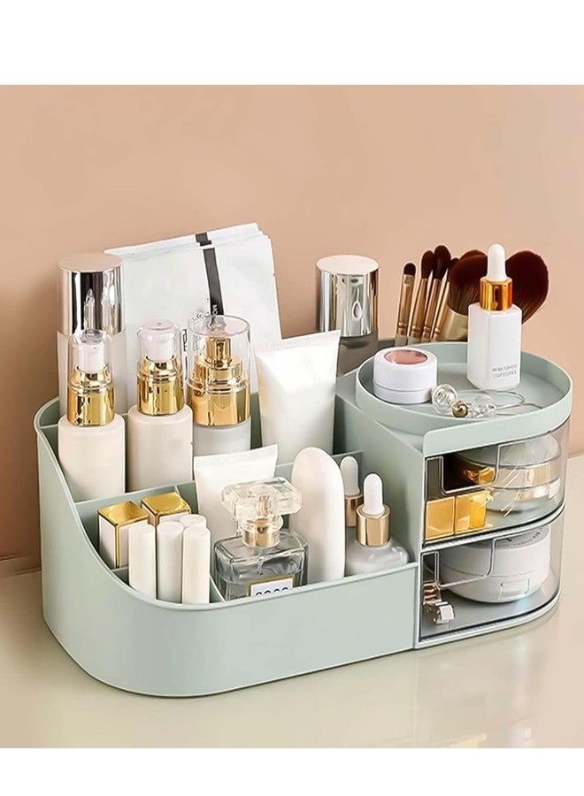SCALER Makeup Organiser Cosmetic Makeup Lipstick Storage Box with Drawer Plastic Case Holder Skin Care Products for Dressing Table (MINT GREEN) - Image 2