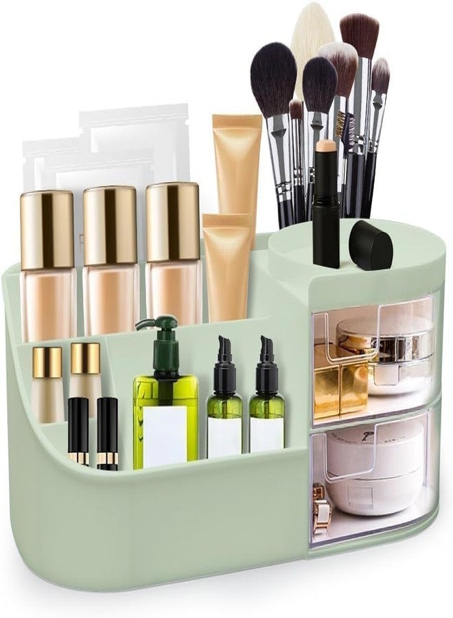 SCALER Makeup Organiser Cosmetic Makeup Lipstick Storage Box with Drawer Plastic Case Holder Skin Care Products for Dressing Table (MINT GREEN) - Image 1