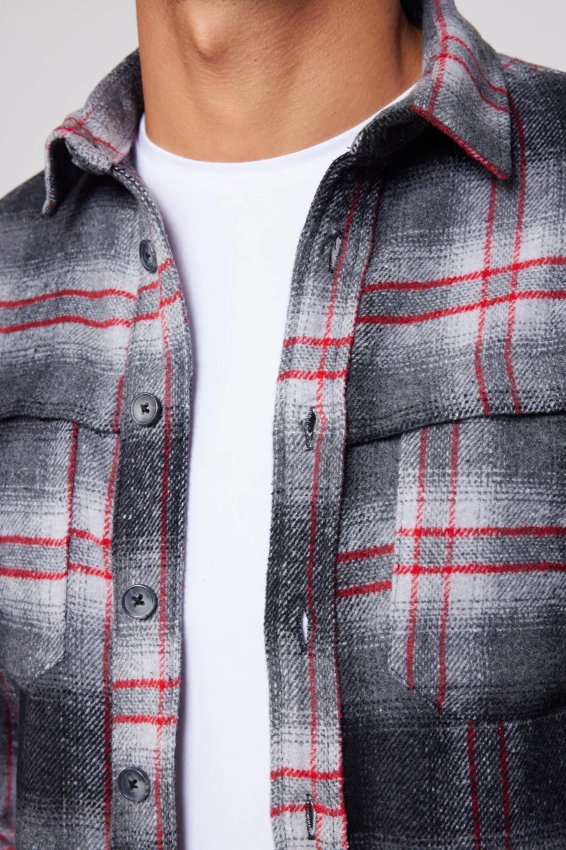 تودورس Slim Fit Slim Cut Checkered Double Pocket Men's Shirt