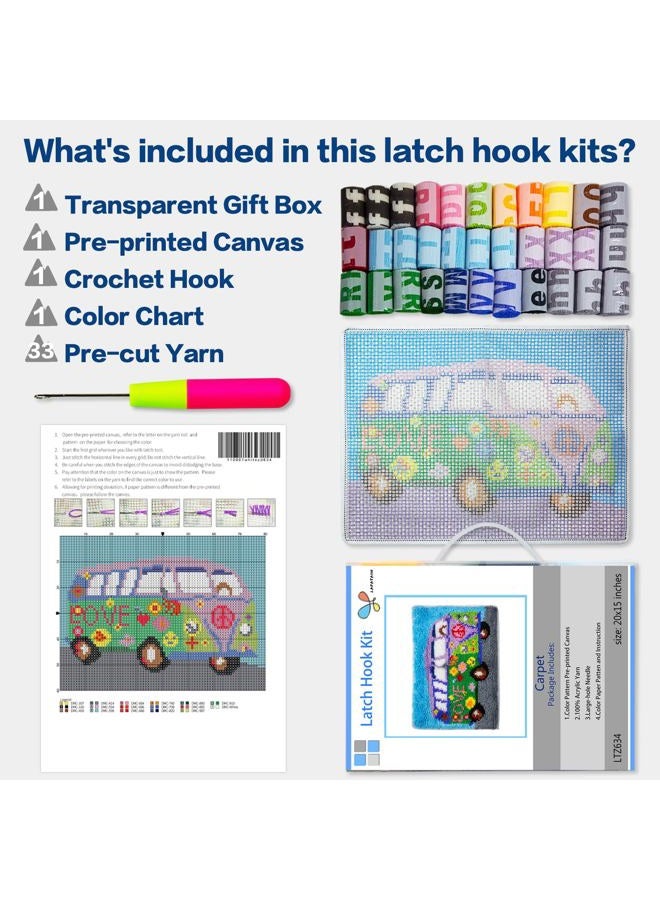 LAPATAIN Latch Hook Kits DIY Crochet Yarn Kits,Flamingo Carpet Embroidery Hook Rug Kit Needlework Sets Cushion for Kids or Adults Home Decor 20x15inch - Image 4