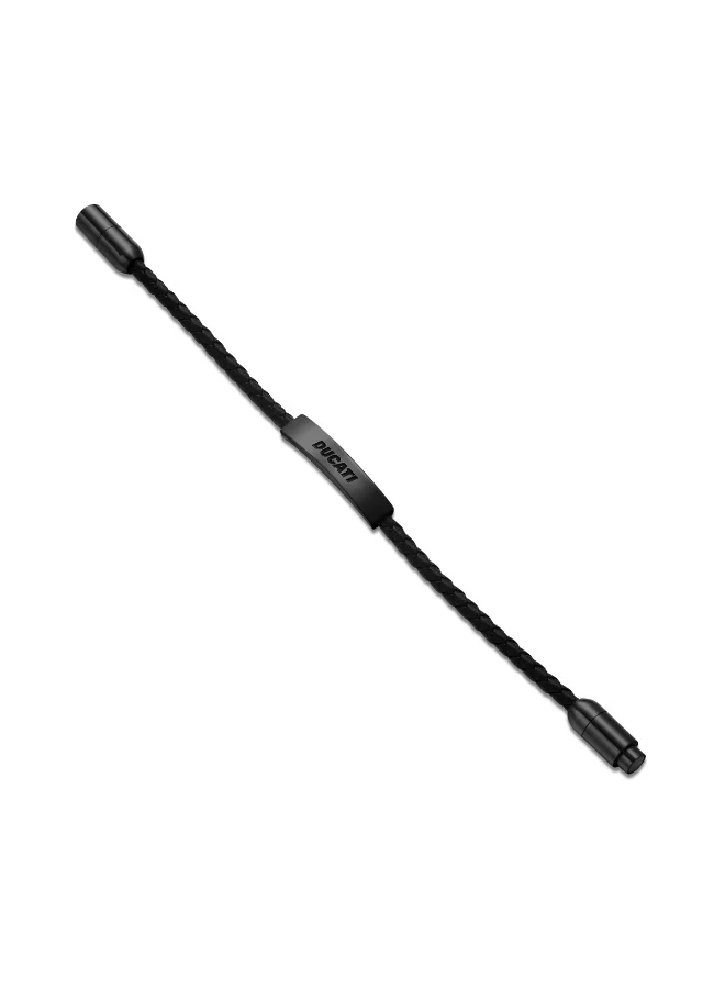 دوكاتي سوار جلدي أسود بتصميم مركزي للرجال