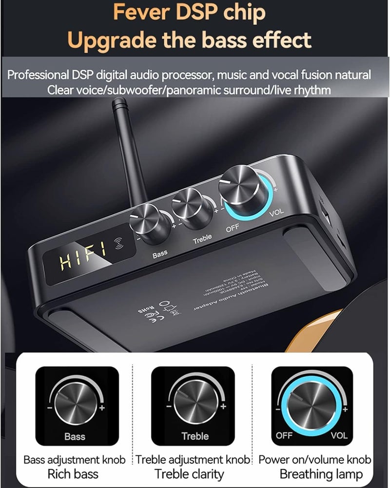 Tobo Bluetooth 5.1 Transmitter Receiver Adapter 4 in 1 Bluetooth Audio Adapter FM NFC 3.5mm AUX RCA Optical USB HiFi Stereo Music, TD-1095WA - Image 3