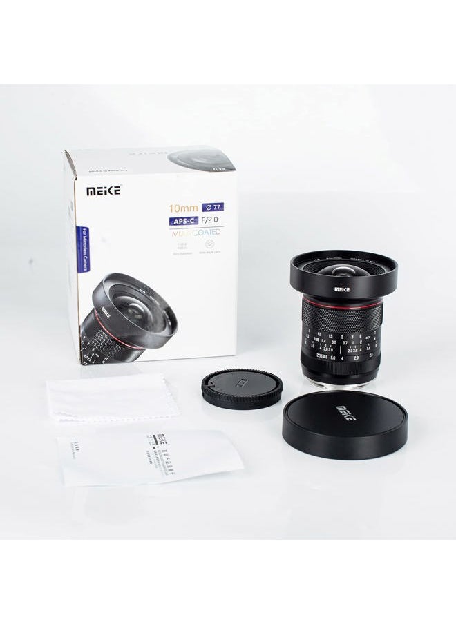 Meike - 10mm F2.0 Large Aperture Wide Angle Lens Manual Focus APS-C Lens Compatible with Fujifilm X Mount Mirrorless Cameras X-Pro2 X-E3 X-T1 X-T2 X-T3 X-T4 X-T10 X-T20 X-A2 X-E2 X-T100 X-T200 X-E1 - Image 1