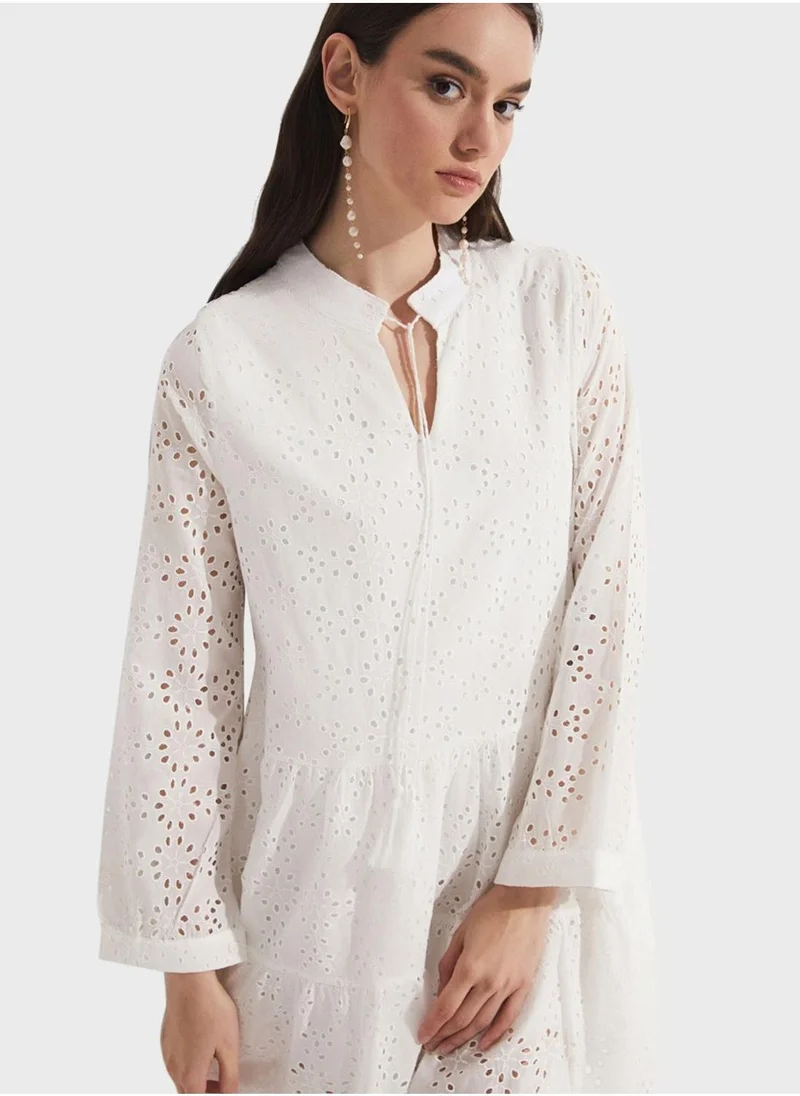 JUNE Eyelet Tiered Dress
