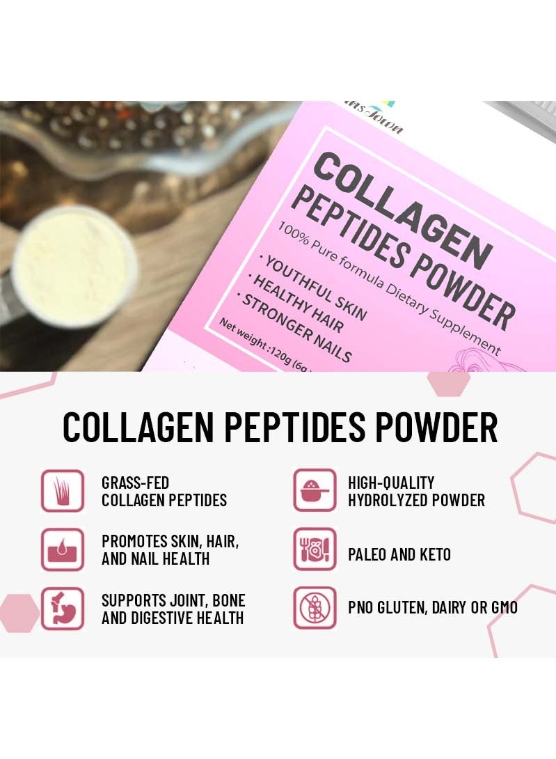وينز تاون مسحوق الببتيدات الكولاجين ، المكملات الغذائية للنساء الشعر ، الجلد ، الأظافر ، ودعم المفاصل 20 مربع - Image 3