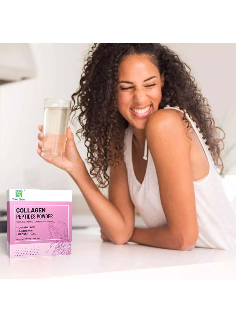 وينز تاون مسحوق الببتيدات الكولاجين ، المكملات الغذائية للنساء الشعر ، الجلد ، الأظافر ، ودعم المفاصل 20 مربع - Image 4