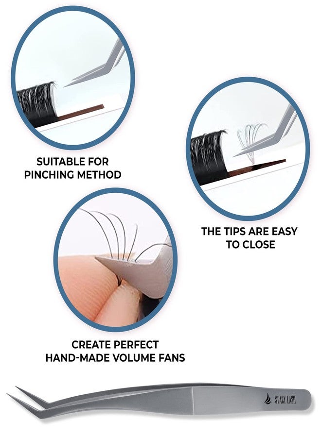 Stacy Lash STL-11 Curved Eyelash Extension Tweezers/Supplies for Classic Extensions & Premade Fans/Precision Tools for Volume False Lashes Application/Beauty Accessories/Eyelashes Tool Applicator - Image 5