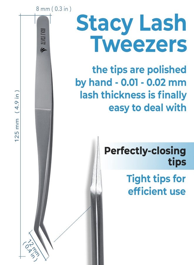 Stacy Lash STL-11 Curved Eyelash Extension Tweezers/Supplies for Classic Extensions & Premade Fans/Precision Tools for Volume False Lashes Application/Beauty Accessories/Eyelashes Tool Applicator - Image 2
