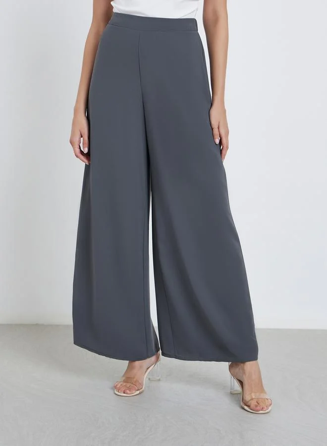 Styli Styli Elegant Charcoal Wide Leg Trousers