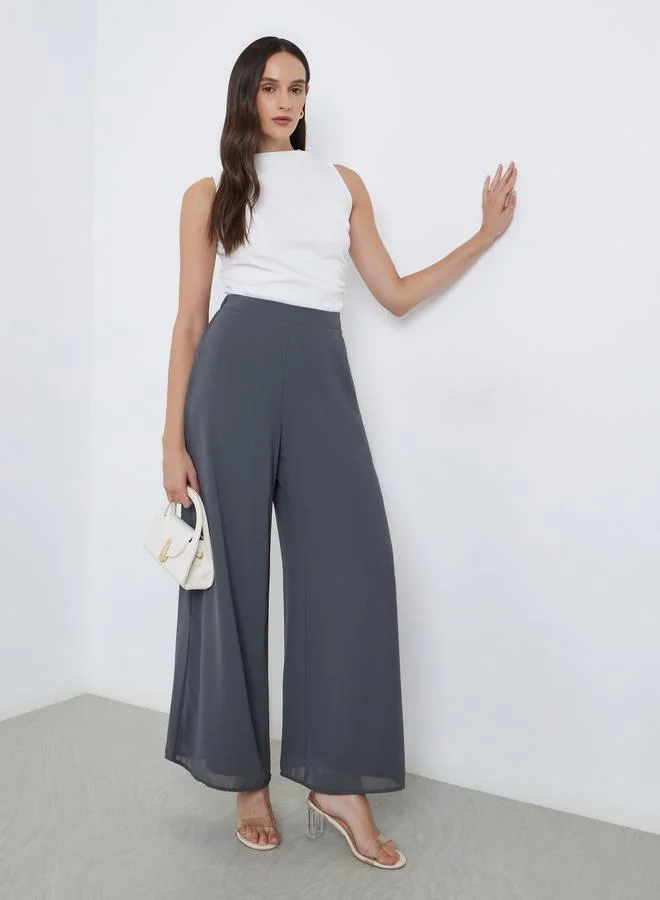 Styli Styli Elegant Charcoal Wide Leg Trousers