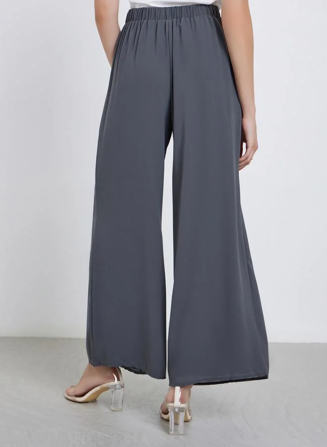 Styli Styli Elegant Charcoal Wide Leg Trousers