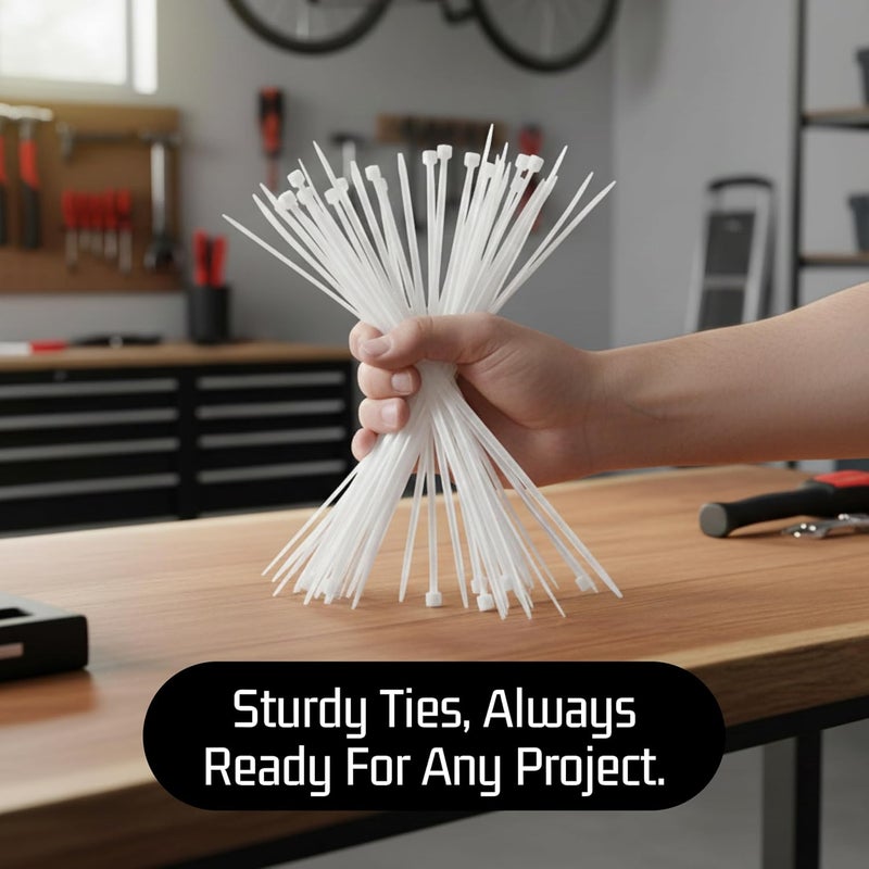 Bolt Dropper Zip Ties, 100 Pack - 12'' Heavy Duty, 40lbs Tensile Strength, Nylon, White - Cable Wire Ties for Indoor and Outdoor Use - Image 5