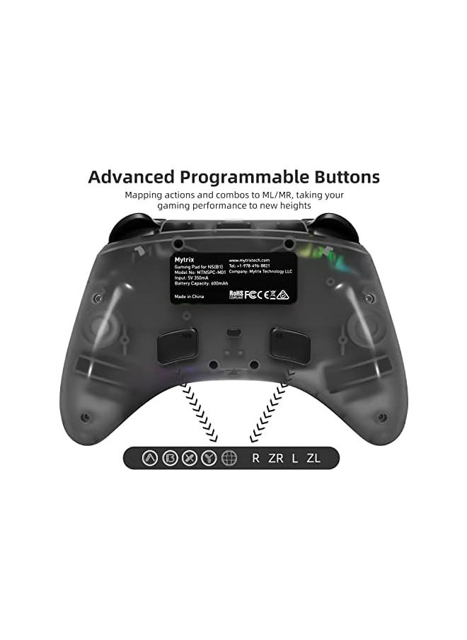 PROMASS Wireless Pro Controllers with Hall Effect Joysticks (No Drift),for Switch PC iOS Android Steam Deck, Bluetooth Controller with Programmable, Wake-Up, Headphone Jack, RGB LED Light  - Image 4