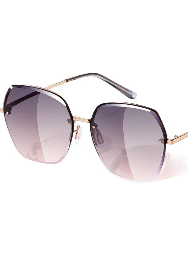 HLA Nylon Sunglasses, Large Frame, Women'S Sunglasses, Sun Protection, Uv Protection, Driving Glasses, Gift, Gray Pink - Image 1