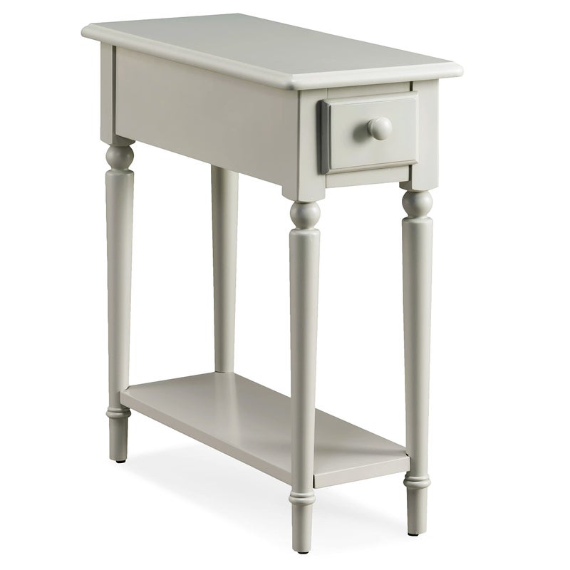 Leick Home Coastal End Table, Solid Wood, 1 Drawer, Bottom Display Shelf, Easy-Assembly, For Living Room/Bedroom, Greige, 23.5 in. L x 10.0 in. W x 24.0 in. H, 20017-GR - Image 1