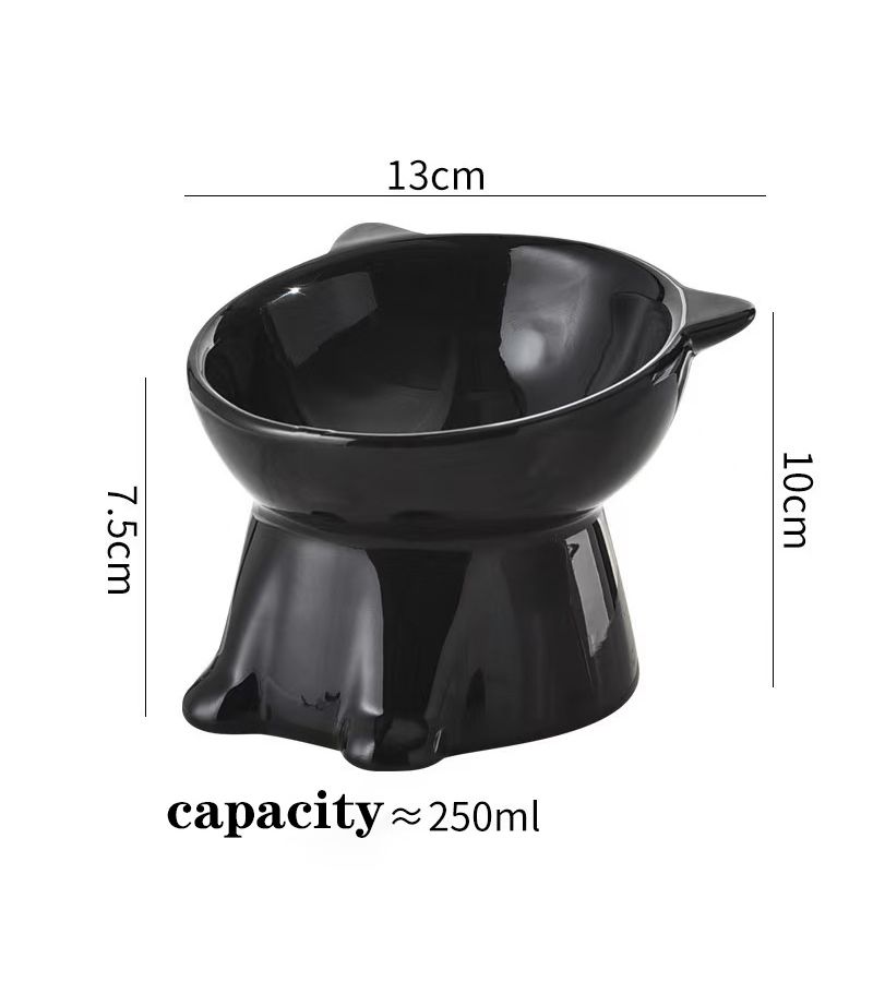 Elevated Anti Spill Pet Bowl 15° Tilt Black Raised Feeding Dish for Cats Small Dogs - Image 3