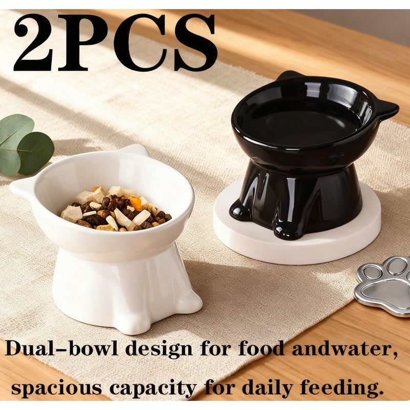 Elevated Anti Spill Pet Bowl 15° Tilt Black Raised Feeding Dish for Cats Small Dogs - Image 2