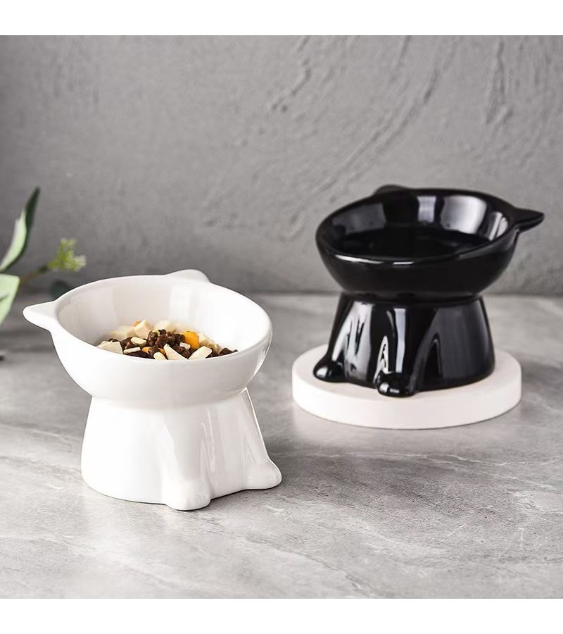 Elevated Anti Spill Pet Bowl 15° Tilt Black Raised Feeding Dish for Cats Small Dogs - Image 5