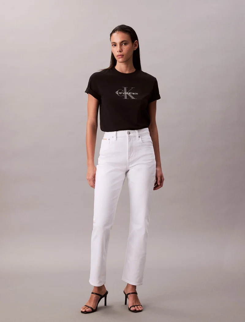 CALVIN KLEIN black Monogram Logo Tee for Women | Best Price UAE