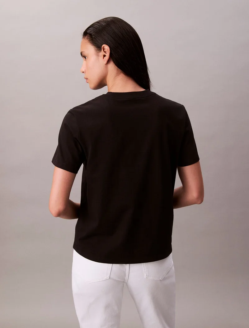 CALVIN KLEIN black Monogram Logo Tee for Women | Best Price UAE