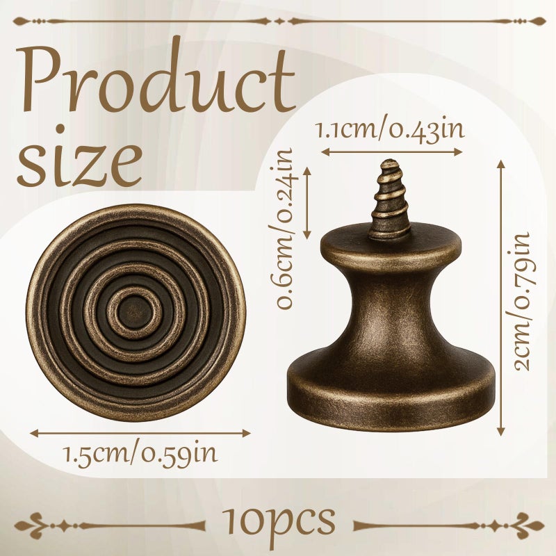 Qulkws 10Pcs Mini Drawer Knobs, Small Round Drawer Pulls Handles, 0.62"x0.79", Antique Self Tapping Cabinet Knobs for Jewelry Box, Kitchen, Furniture Hardware (0.79 x 0.62 inches) - Image 2