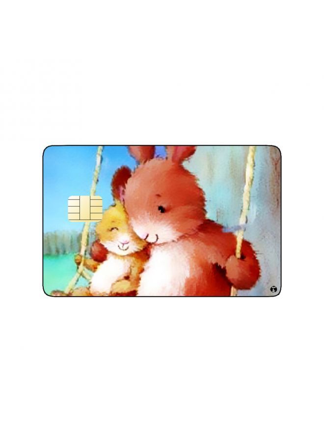 RKN PRINTED BANK CARD STICKER Cute Rabbits Drawing In Swing - Image 1