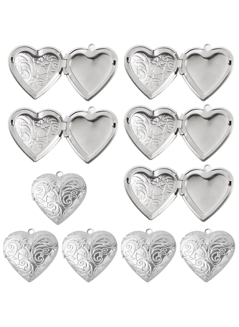 SYOSI - Heart Photo Frame Charms for Jewelry Making, Unique Stainless Steel Picture Locket Charm for Anniversary, 10PCS - Image 1