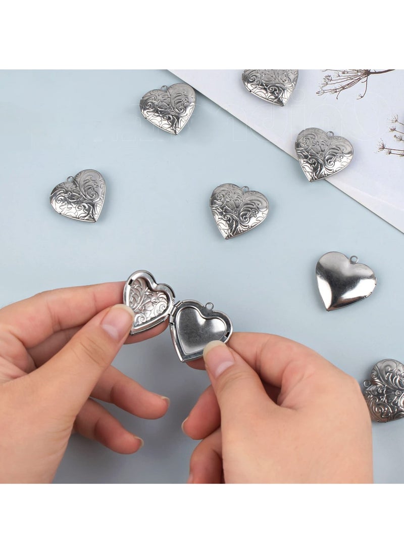 SYOSI - Heart Photo Frame Charms for Jewelry Making, Unique Stainless Steel Picture Locket Charm for Anniversary, 10PCS - Image 1