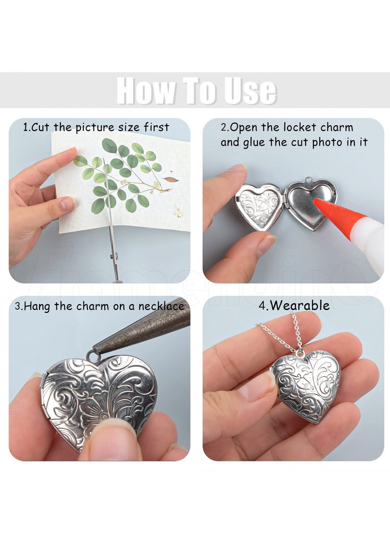 SYOSI - Heart Photo Frame Charms for Jewelry Making, Unique Stainless Steel Picture Locket Charm for Anniversary, 10PCS - Image 1