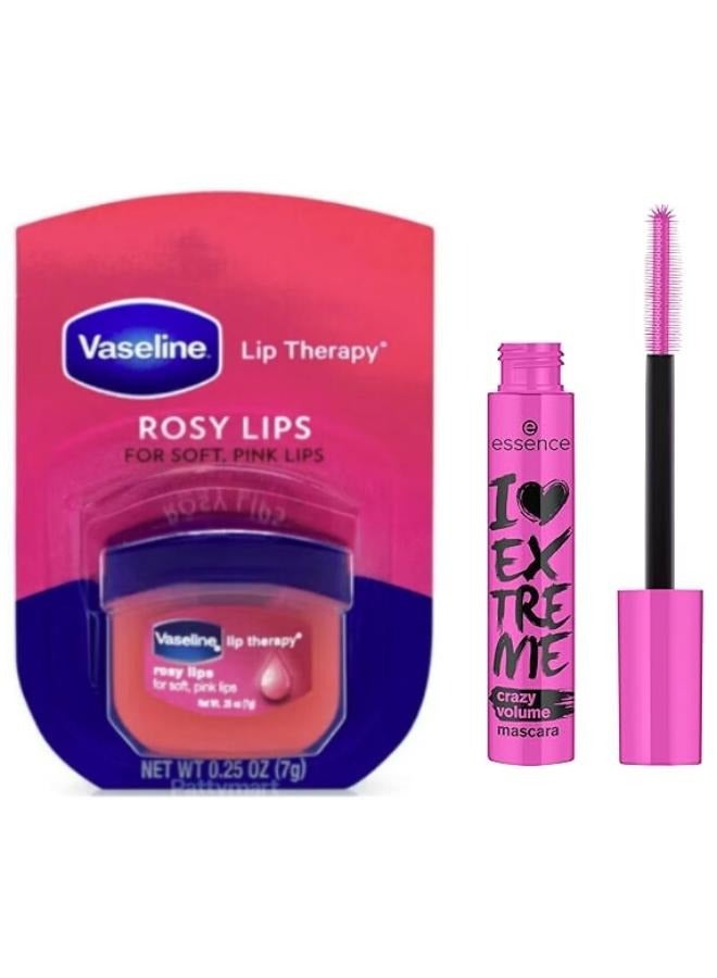 Vaseline Lip Therapy Moisturizer - Rosy Lips with I Love Extreme  Mascara - Image 1