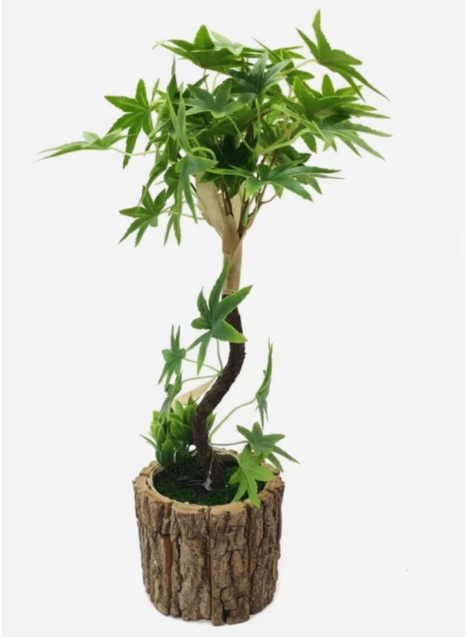 أي كي دي سي شجرة بونساي اصطناعية من AKDC WoodStyle - تصميم واقعي 45 سم مع وعاء بمظهر خشبي - مادة بلاستيكية ممتازة - Image 2