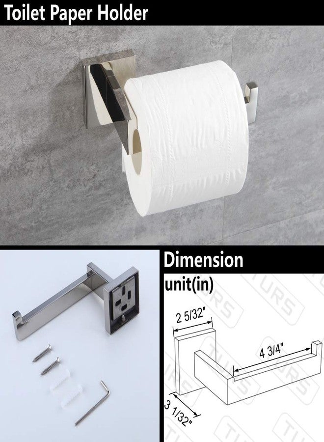 TURS 5-Piece Bathroom Hardware Set Polished Chrome Towel Bar Sets Towel Ring Toilet Paper Holder and 2 Towel Hooks, Stainless Steel Wall Mounted - Image 4