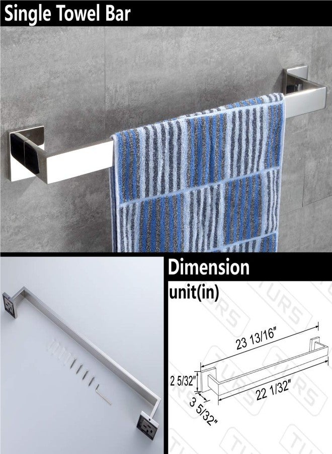 TURS 5-Piece Bathroom Hardware Set Polished Chrome Towel Bar Sets Towel Ring Toilet Paper Holder and 2 Towel Hooks, Stainless Steel Wall Mounted - Image 5