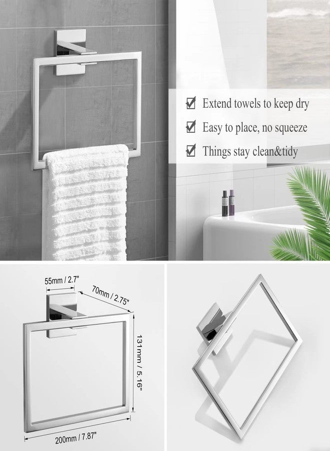 TURS 5-Piece Bathroom Hardware Set Polished Chrome Towel Bar Sets Towel Ring Toilet Paper Holder and 2 Towel Hooks, Stainless Steel Wall Mounted - Image 2