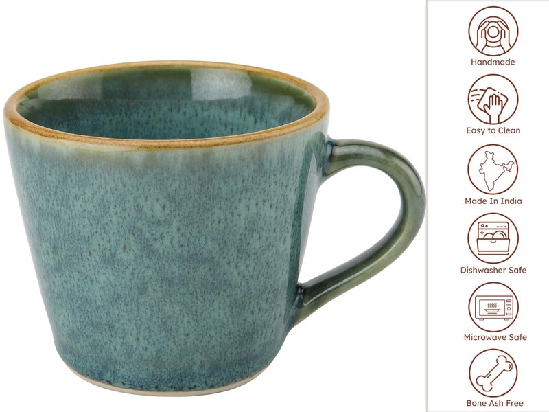 Bodhi House Handmade Reactive Glaze Ceramic Tea Cup Set of 6 Pieces (175 Ml), Stoneware Coffee Mug, Microwave Safe Small Tea Cup, Ideal for Daily use, Casual Gatherings and Gifting, Ocean Green - Image 4