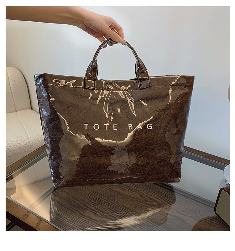 Niche Fashion Dupont Paper Bag Female Commuter Large Capacity Kraft Paper Handbag Shopping Bag Fashion - Image 1