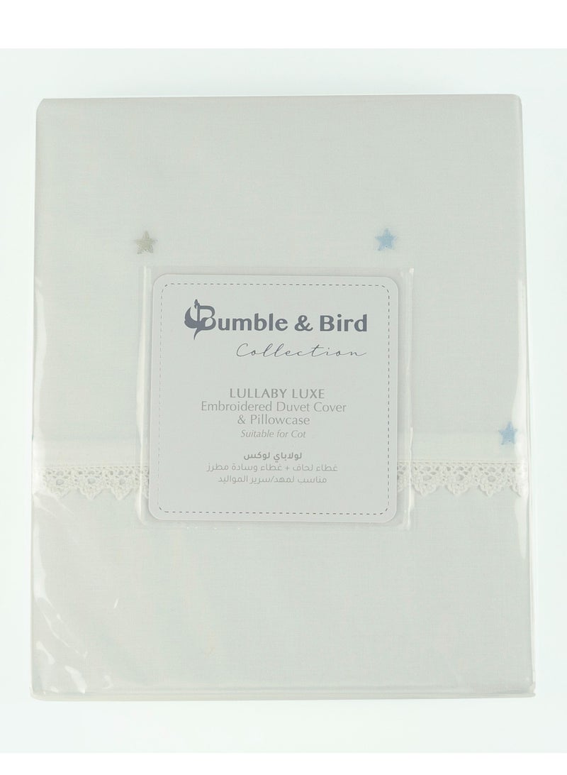 Bumble & Bird Bumble & Bird - Embroidered Duvet Cover & Pillowcase For Bassinet - Blue  - Image 3