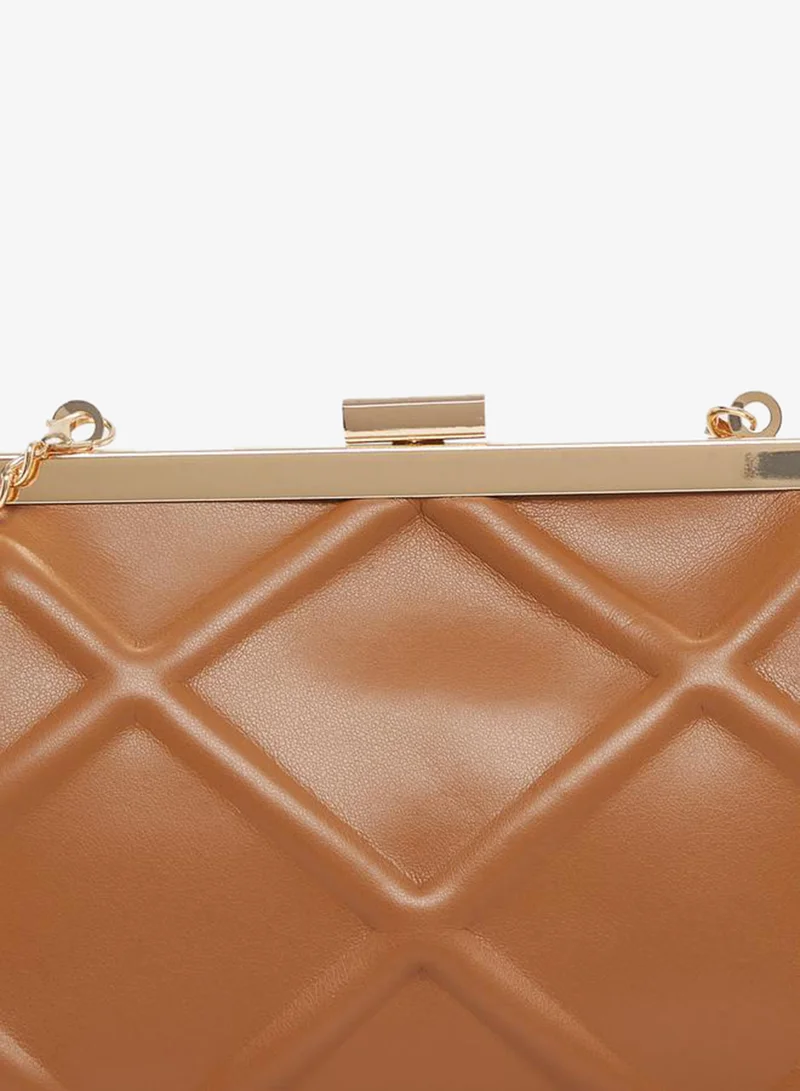 Styli  Brown Embossed Clutch with Chain Strap for Women | Best Price UAE