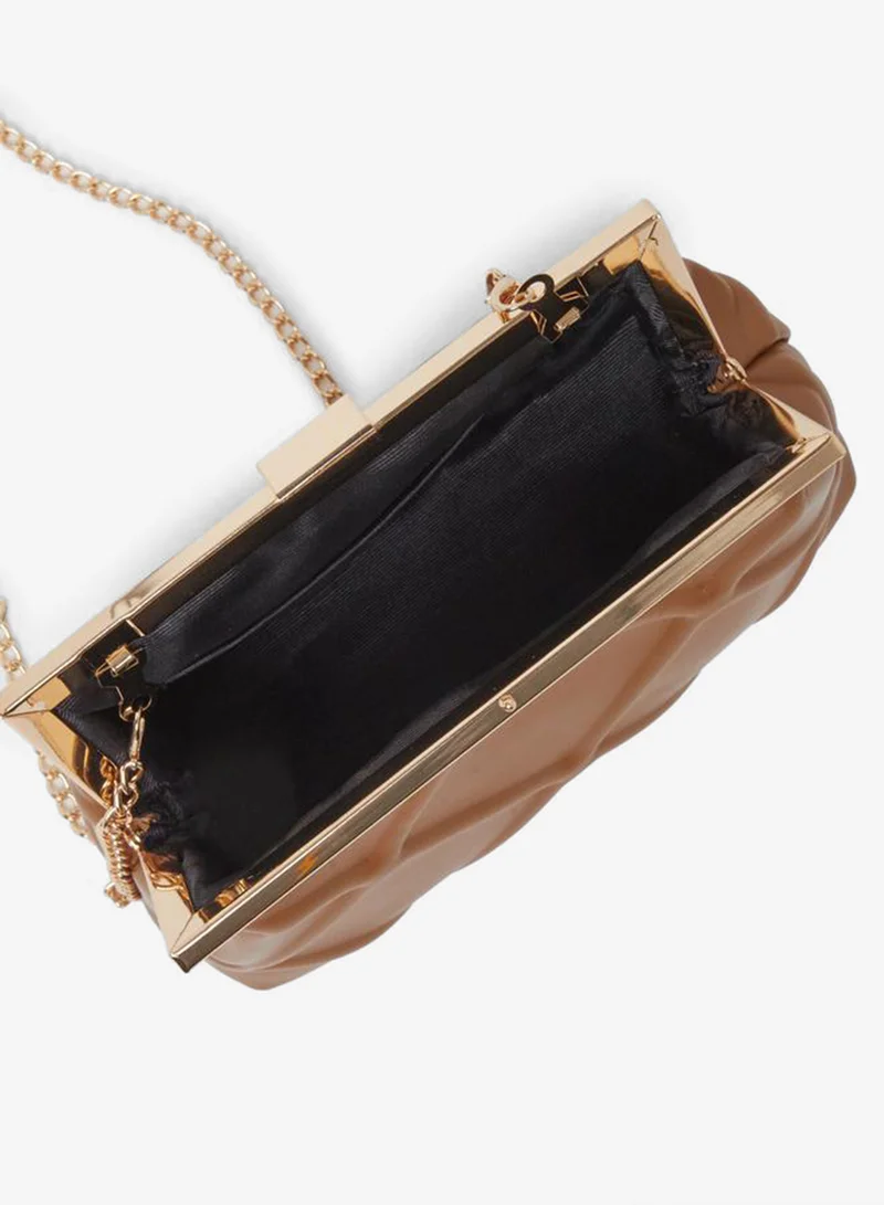Styli  Brown Embossed Clutch with Chain Strap for Women | Best Price UAE