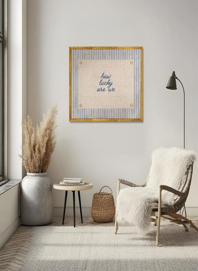 EQUEEN Golden Frame Blue Positive Wall Art How Lucky Are We Poster Trendy Aesthetic Home Wall Decor Typography Canvas Print Vintage Aesthetic for Dorm Bedroom 12x16inch - Image 5