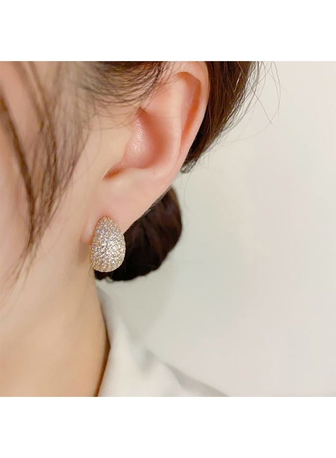 Sonateomber Gold Crystal Hoop Huggie Earrings for Women - Trendy Unique Sparkly Rhinestone CZ Thick Earings Hypoallergenic Wedding Prom Bridal Fashion Fairy Jewelry Gift, Small, Brass, Cubic Zirconia - Image 2