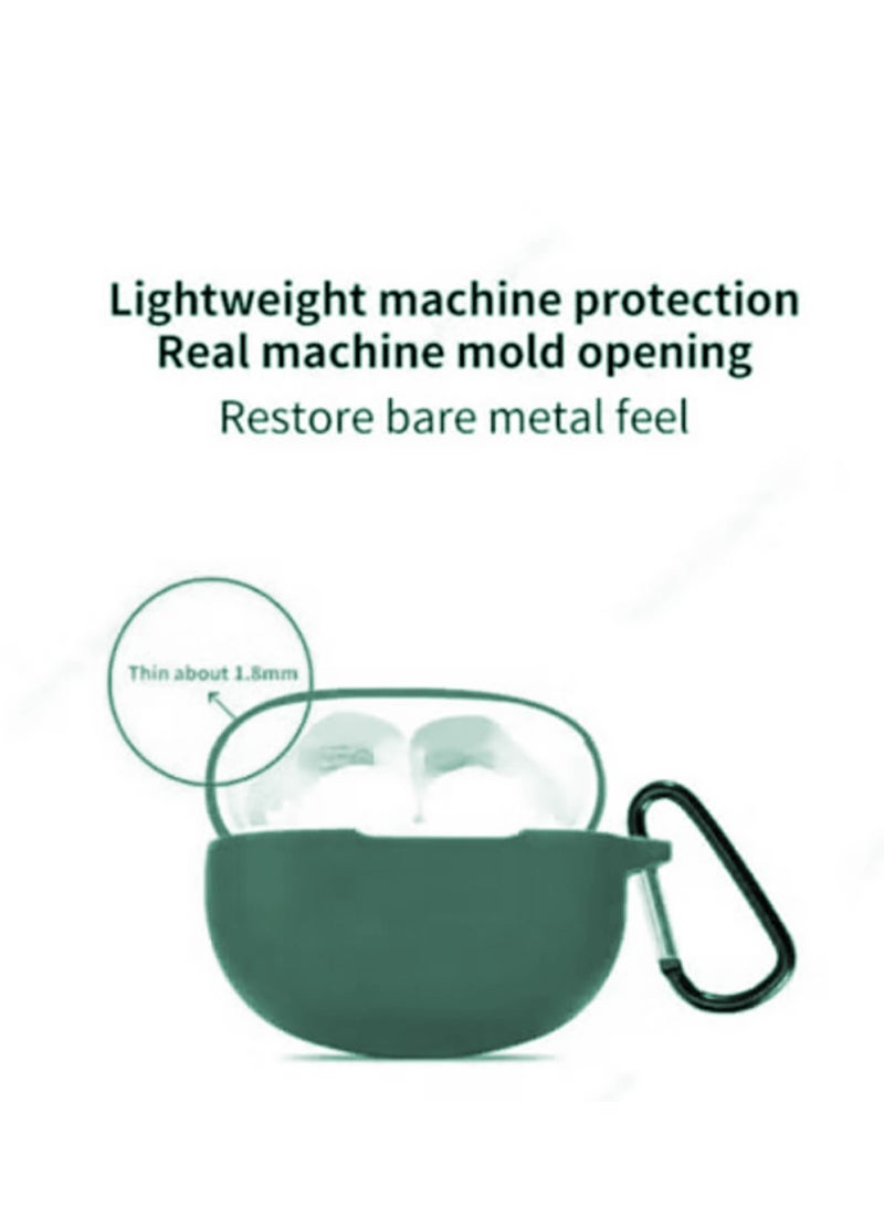 Silicone Protective Case for Realme Buds T100 with Keychain Cover (Green)  - Image 3