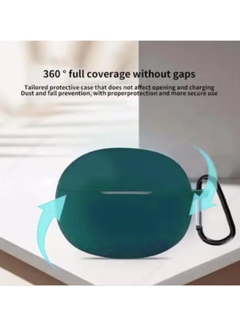 Silicone Protective Case for Realme Buds T100 with Keychain Cover (Green) - Image 3