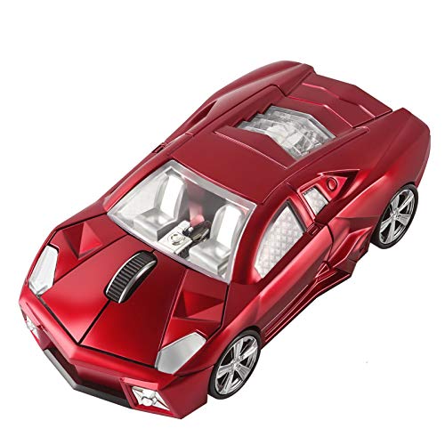 CHUYI Cool Sports Car Shaped Wireless Mouse 1600DPI Cordless Optical Mice with USB Receiver for Office School Home Travel, for PC Laptop Computer Gift (Red-1 Pack) - Image 1