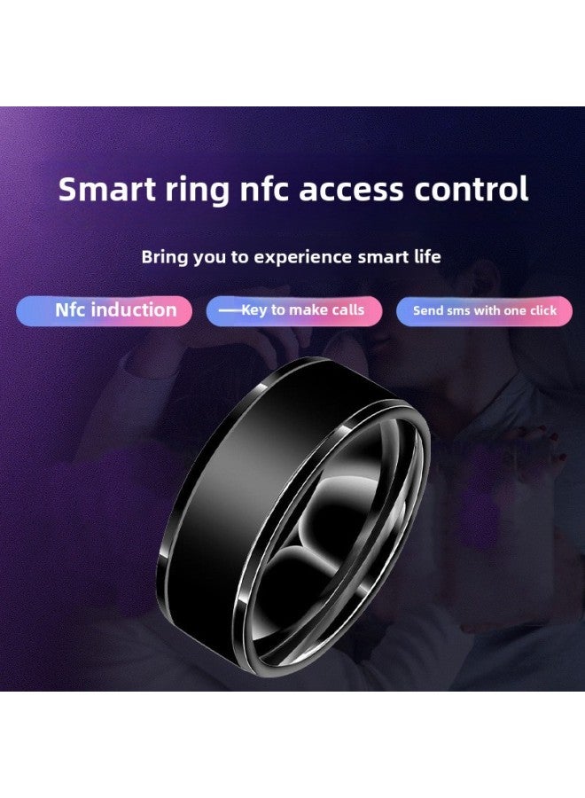 NFC Black Tech تعمل بالطاقة الشمسية Android Smart Ring متعددة الوظائف، ملحق ذكي مشهور - اللون: NFC Smart أسود، محيط 10 أصابع 62.1 مم - Image 1