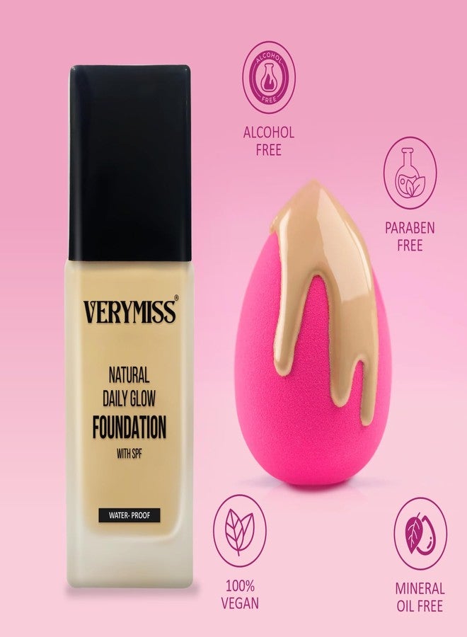 Verymiss Foundation + Beauty Blender Combo Set I Smooth & Flawless Finish Makeup Set I Soft Blending Sponge for Even Application I Waterproof I Light Weight - Image 2