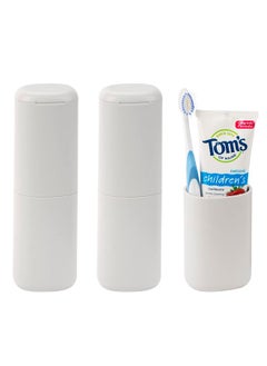 Linkidea Linkidea 2 Pack Travel Toothbrush Toothpaste Storage Case, Portable Gargle Toothbrush Containers, Travel Toothbrush Holder for Camping, School, Business, Trip, Bathroom (Light Grey)  - Image 1